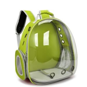 Green Red Pet Carrier Backpack with Transparent Window 33*18*42cm