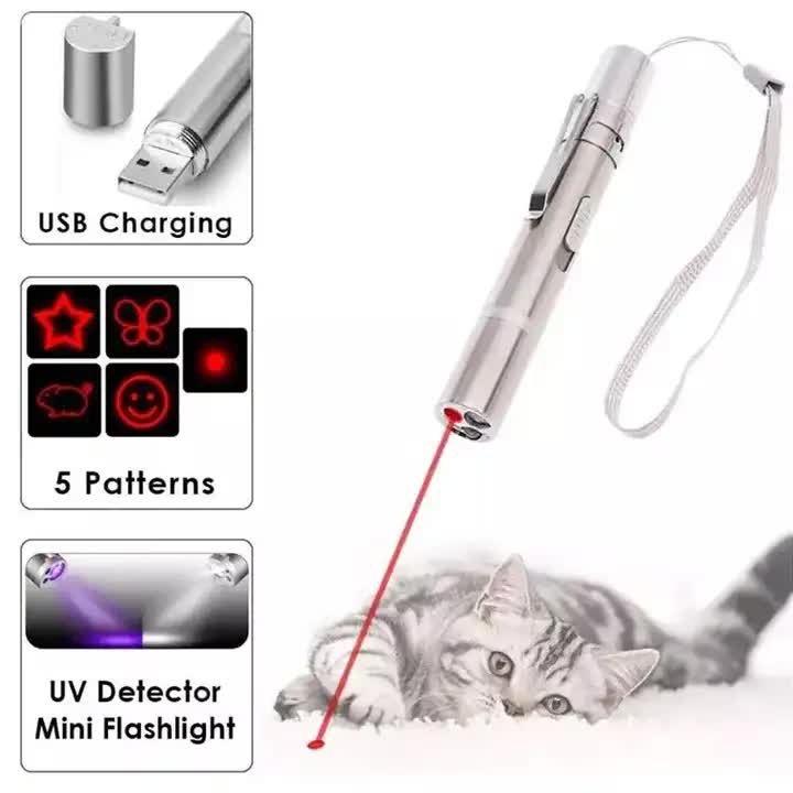 2PCS USB Rechargeable Multifunctional Laser Pointer for Cats - Interactive Toy with Star and Butterfly Patterns - Image 2