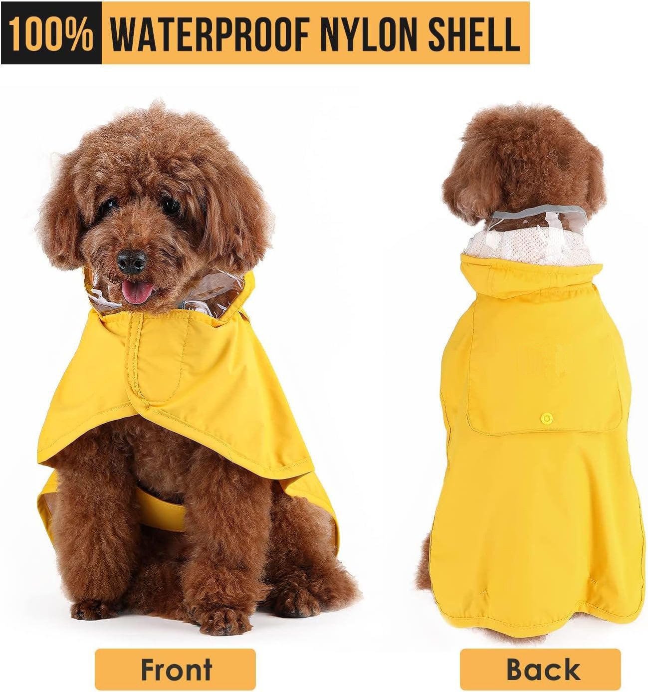XL Yellow Reflective Adjustable Pet Raincoat with Hood - Waterproof Dog Jacket, Adjustable Dog Poncho for Outdoor Protection - Image 7