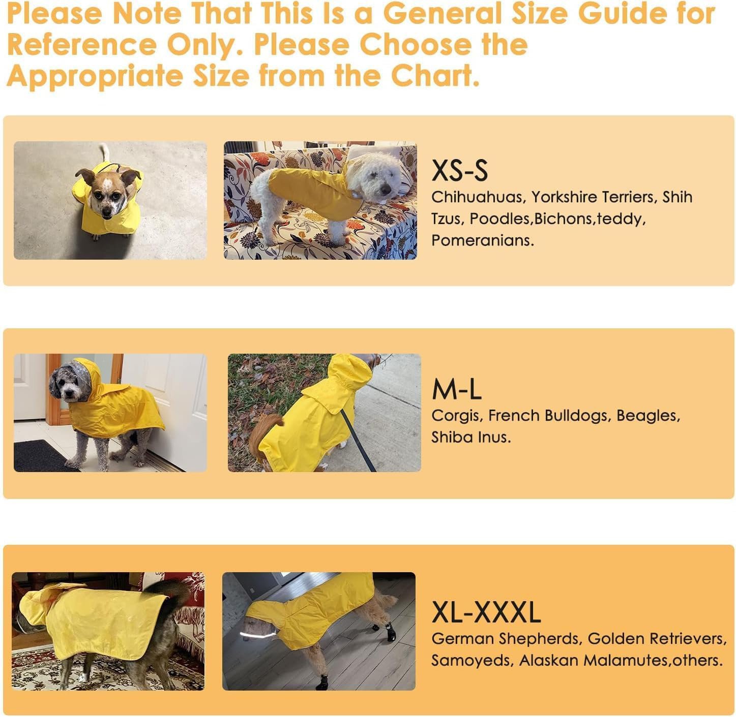 L Orange Reflective Adjustable Pet Raincoat with Hood - Waterproof Dog Jacket, Adjustable Dog Poncho for Outdoor Protection - Image 4