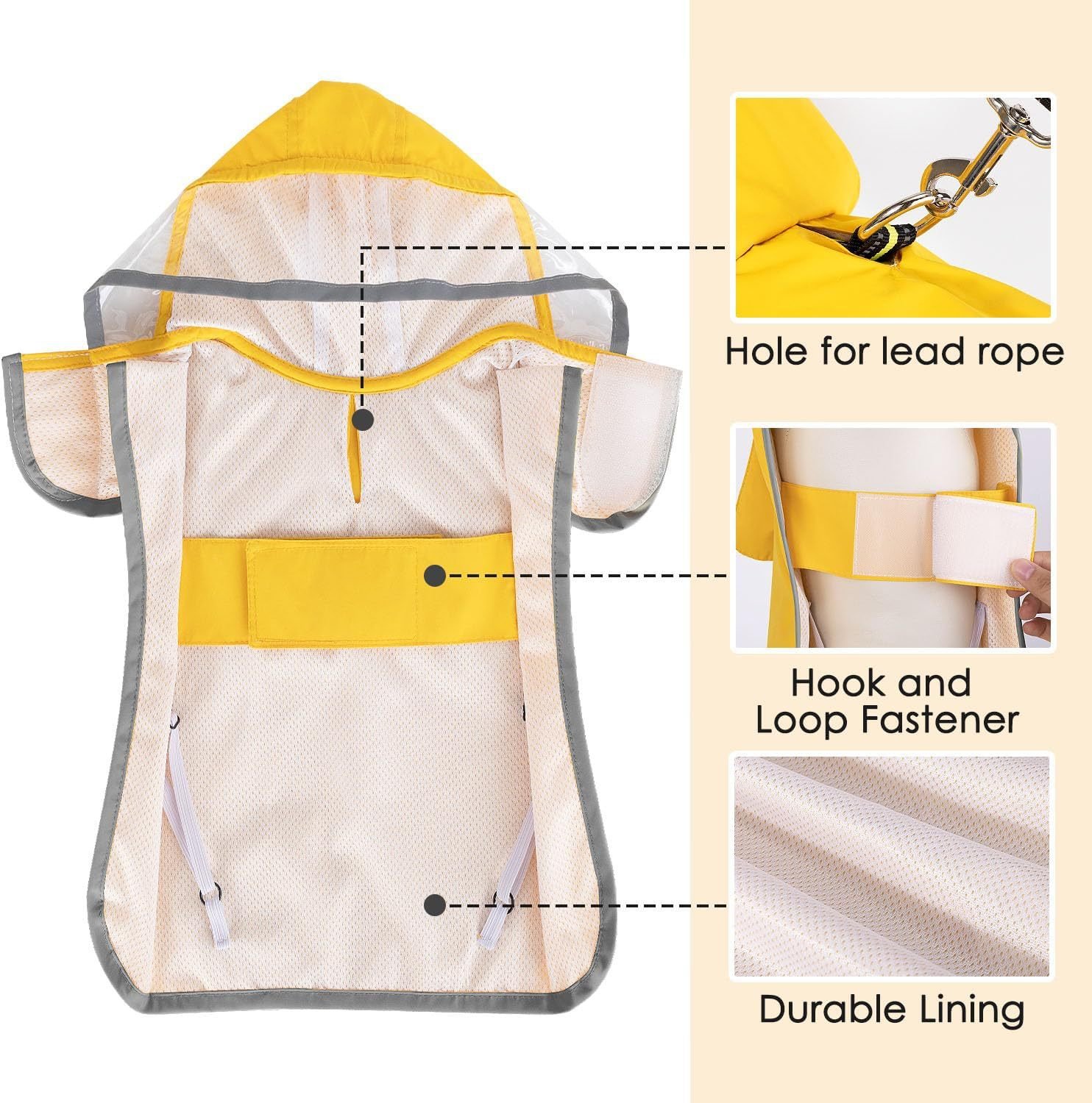 L Orange Reflective Adjustable Pet Raincoat with Hood - Waterproof Dog Jacket, Adjustable Dog Poncho for Outdoor Protection - Image 6
