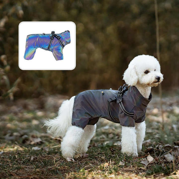 S Laser Adjustable Waterproof Reflective Dog Raincoat with Harness Design - Image 2