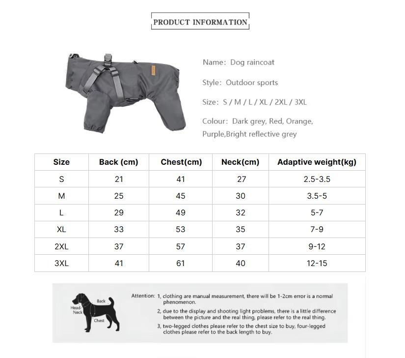 XL Laser Adjustable Waterproof Reflective Dog Raincoat with Harness Design - Image 7