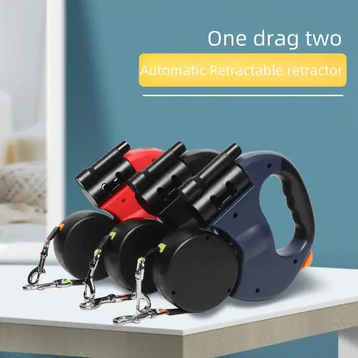 Blue Dual Retractable Dog Leash | 2-in-1 Automatic Pet Leash for Walking Two Dogs Simultaneously - Image 3