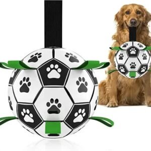 15*15cm Interactive Dog Toy Soccer Ball with Rope | Outdoor Fetch & Tug Play for Dogs | Training & Exercise Pet Toy