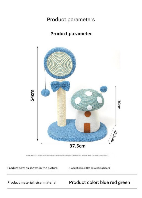 Red Durable Mushroom Cat Scratching Post - Anti-Slip, No Debris Cat Scratch Pad with Sofa Protection for Small Cats - Image 4