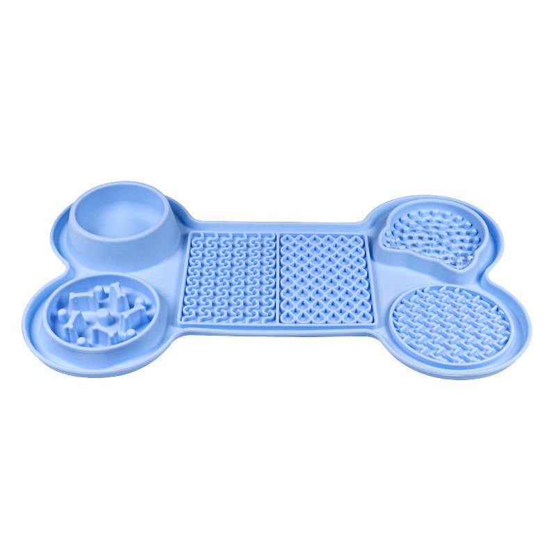 Light Blue Silicone Pet Licking Mat Slow Feeder Pad with Strong Suction and Foldable Design, Heat Resistant -40Â°C to 240Â°C, for Dogs and Cats