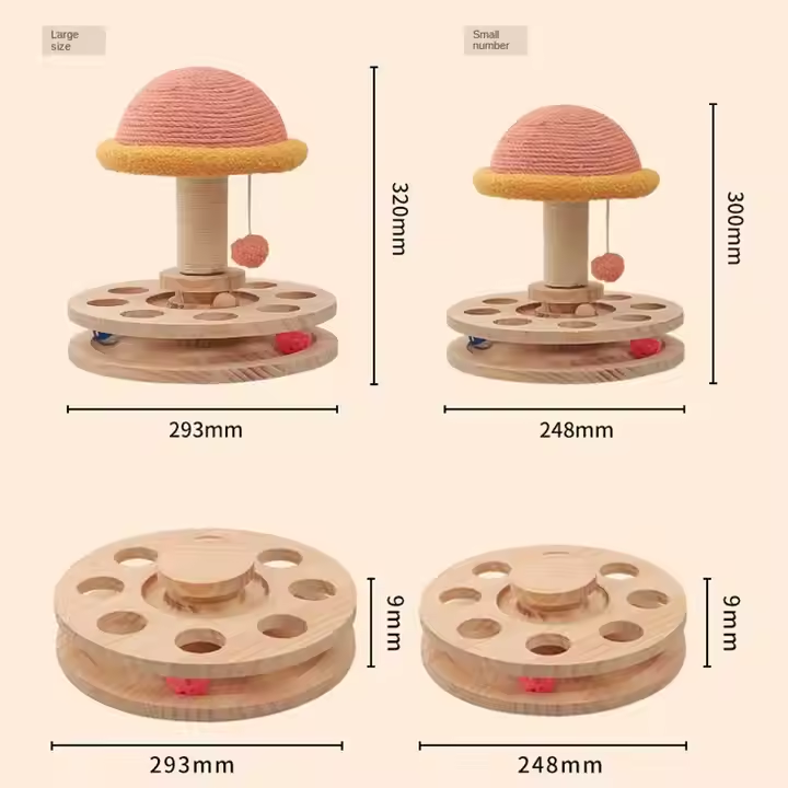 Small Pink Interactive Cat Scratching Post with Ball Track - Fun Mushroom-Shaped Cat Toy for Play, Scratching, and Entertainment - Image 2