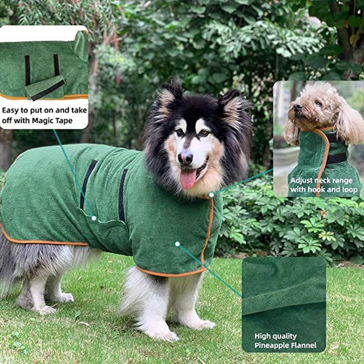 S Green Pet Dog Quick-Dry Bathrobe – Absorbent Towel Robe for Medium and Large Dogs - Image 4