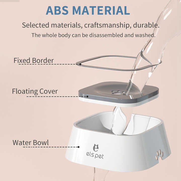 White Anti-Spill Floating Pet Water Bowl for Dogs and Cats - 1L Capacity, Splash-Proof and Anti-Wet Mouth Design - Image 4