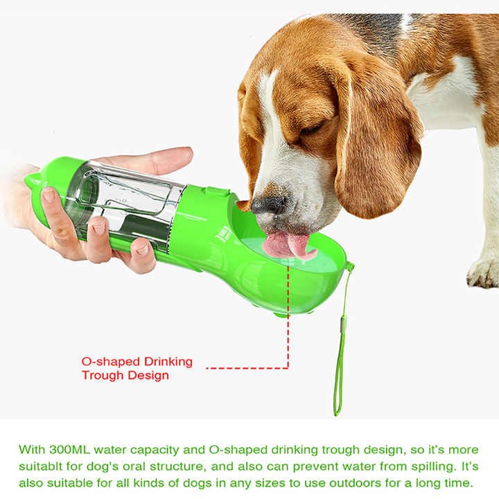 Yellow Portable Pet Water Bottle with Waste Bag Dispenser - 300ml Leak-Proof Travel Hydration Solution - Image 2