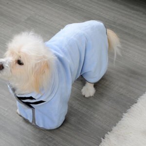 2PCS/XS Size Blue Soft and Absorbent Dog Bathrobe Towel - Cozy Pet Drying Wrap for Small to Medium Dogs