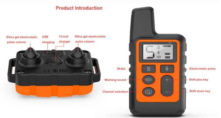 Black Remote Dog Training Collar with Adjustable Shock and Vibration - Rechargeable, Waterproof, 2 Channels for Small to Large Dogs - Image 3