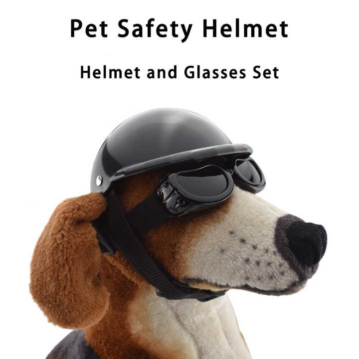 Size L Black Pet Helmet & Goggles Set - Adjustable Safety Gear for Dogs, UV Protection, Durable ABS Material, Stylish Outdoor Accessory - Image 4