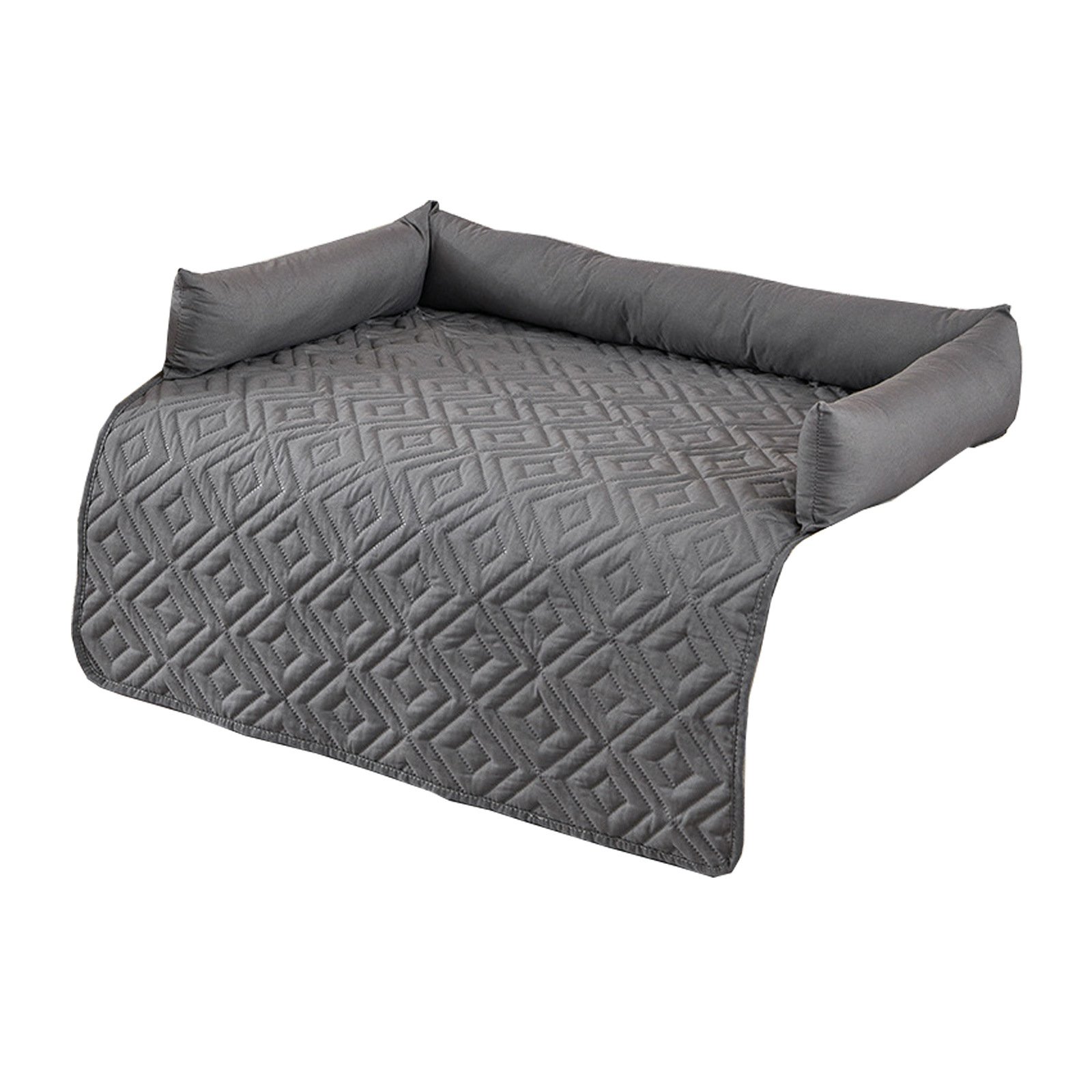 75*120CM Grey Waterproof & Scratch-Resistant Pet Sofa Protector Mat with Pillow | Cat & Dog Bed, Washable, All-Season - Image 2
