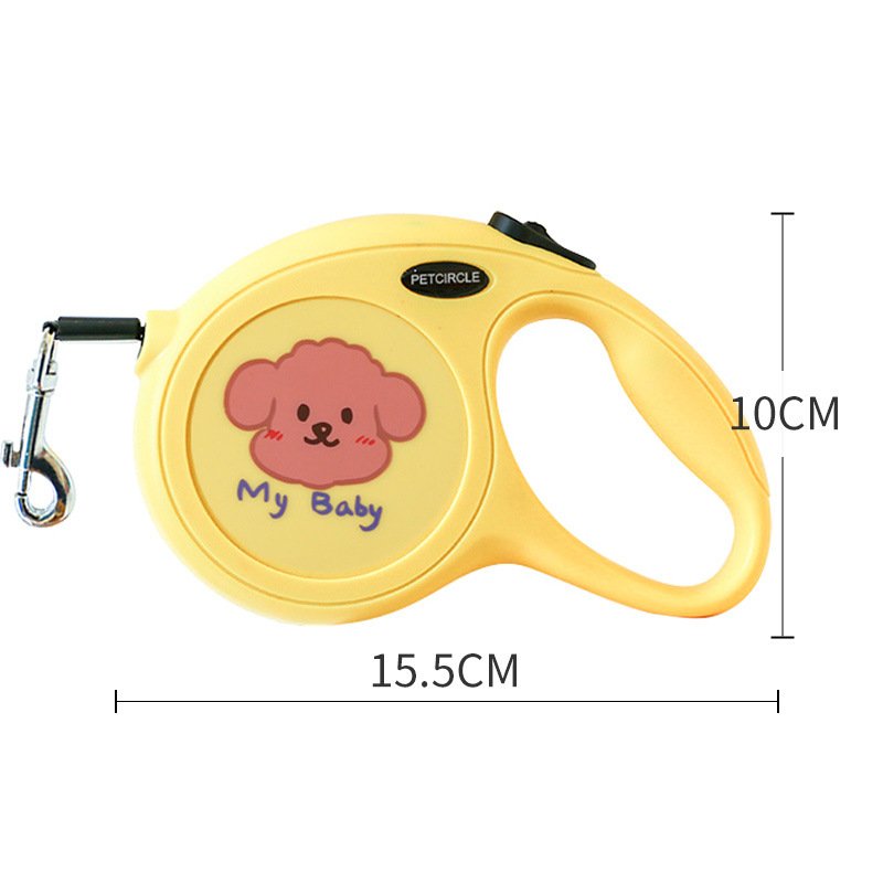 Black Corgi Buttocks 5m Cartoon Retractable Dog Leash for Golden Retriever & Poodle Puppies - Durable, Tangle-Free Pet Walking Essential - Image 2