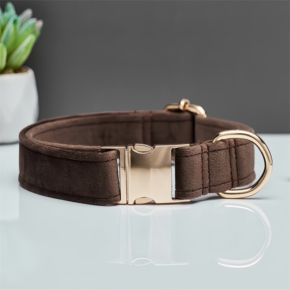Dark Brown Durable Dog Collar with Metal Buckle â€“ Adjustable Nylon Pet Collar for Small to Large Dogs size XS