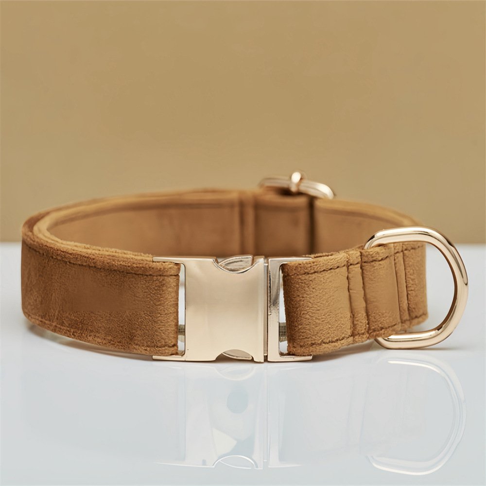 Light Brown Durable Dog Collar with Metal Buckle - Adjustable Nylon Pet Collar for Small to Large Dogs Size S - Image 2