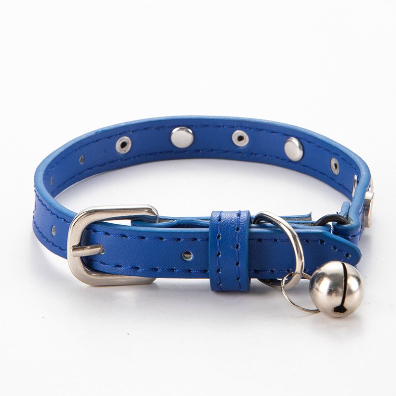 3 pcs Dark blue Stylish PU Leather Pet Collar - Anti-Loss, Puppy Bell, Star & Moon Design Width 1.2cm Total Length 35cm - Image 2