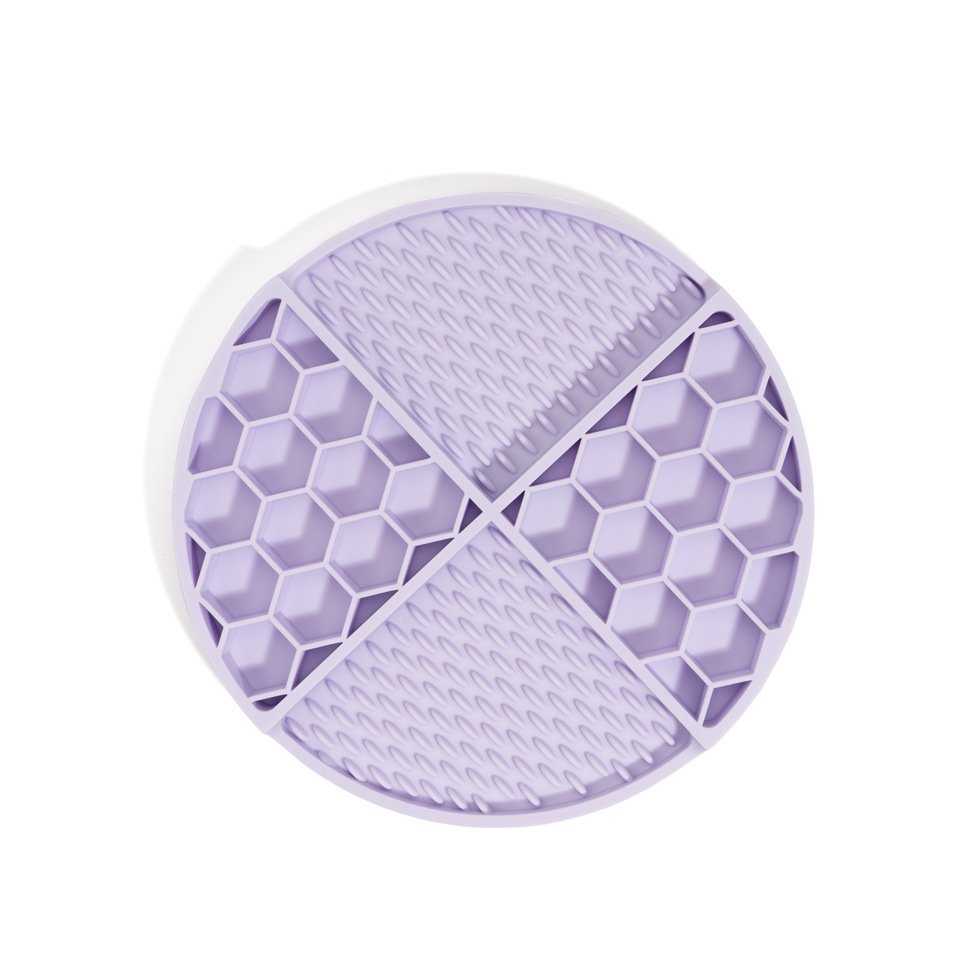 2 Pcs Purple Honeycomb Pet Slow Feeder Bowl - Anti-Choke Silicone Lick Mat with Suction for Dogs