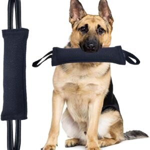 Black Durable 2-Pack Tug-of-War Dog Training Toy - Tear-Resistant, Safe & Interactive for All Breeds