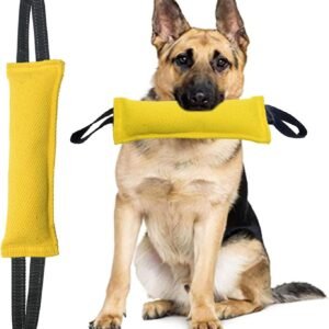 Yellow Durable 2-Pack Tug-of-War Dog Training Toy - Tear-Resistant, Safe & Interactive for All Breeds