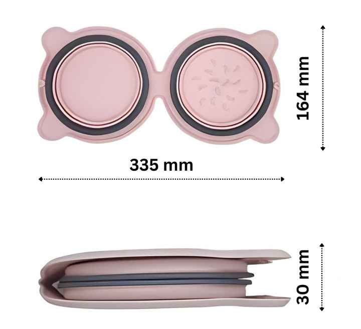 Blue Portable Collapsible Pet Bowl Set - Food-Grade Silicone Double Bowl for Dogs & Cats, Anti-Slip & Easy to Clean - Image 3