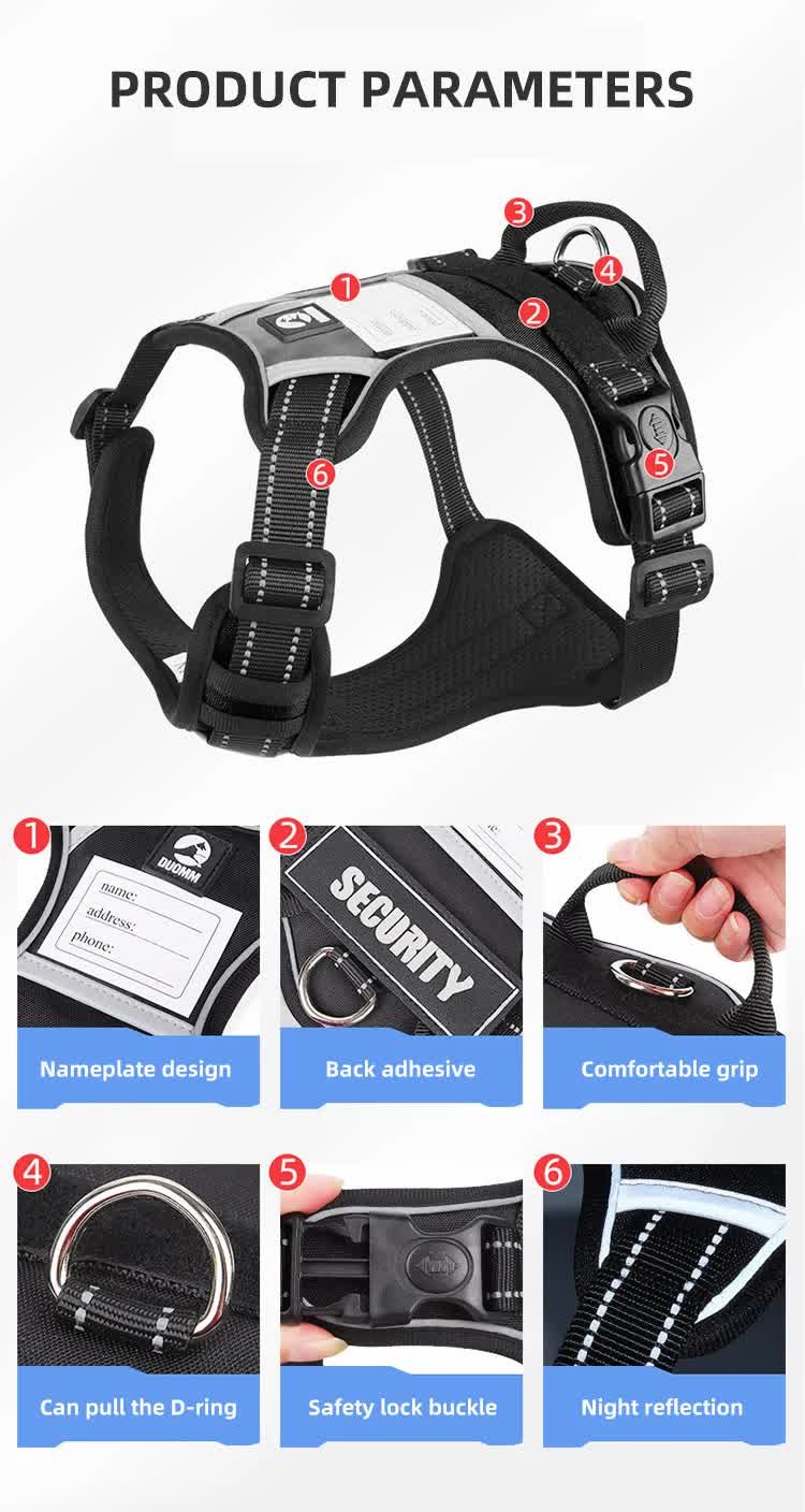 Size S Black Reflective No-Pull Dog Harness - Adjustable & Durable for Large Breeds, Anti-Escape Design - Image 8