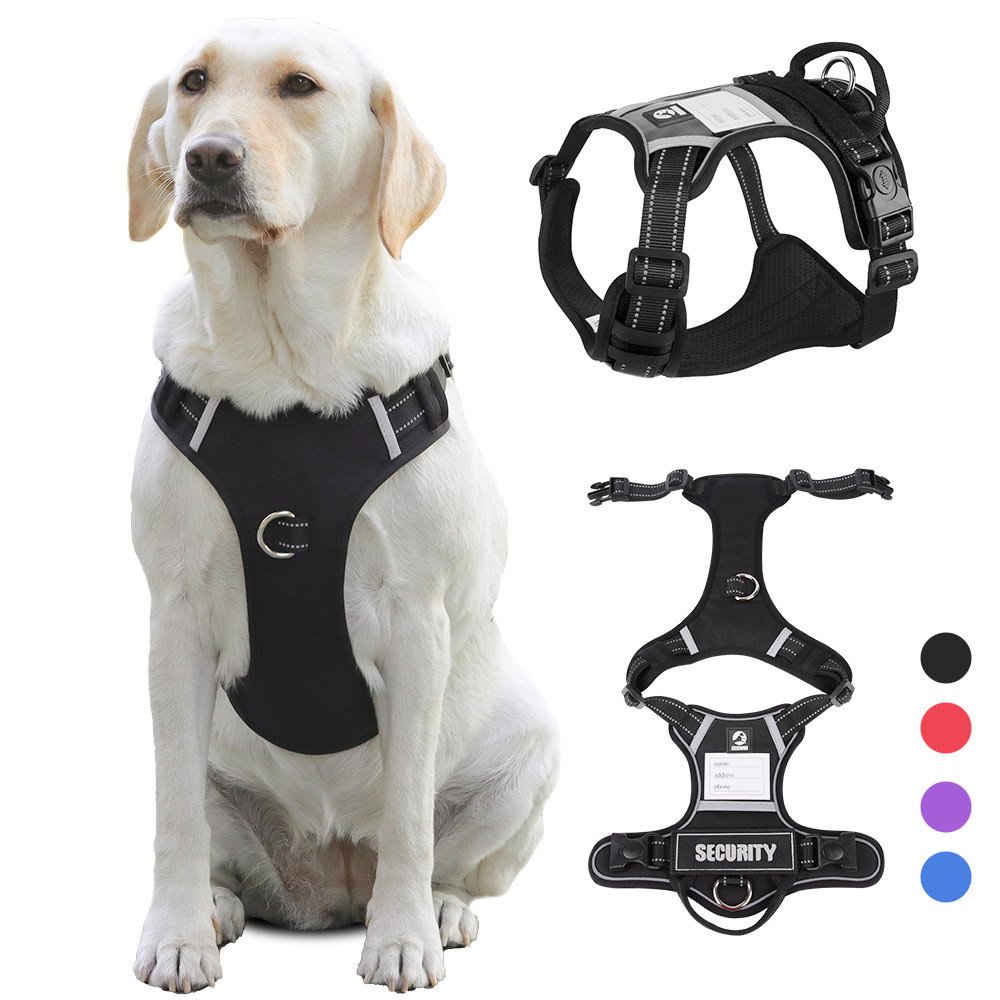 Size M Black Reflective No-Pull Dog Harness - Adjustable & Durable for Large Breeds, Anti-Escape Design - Image 2