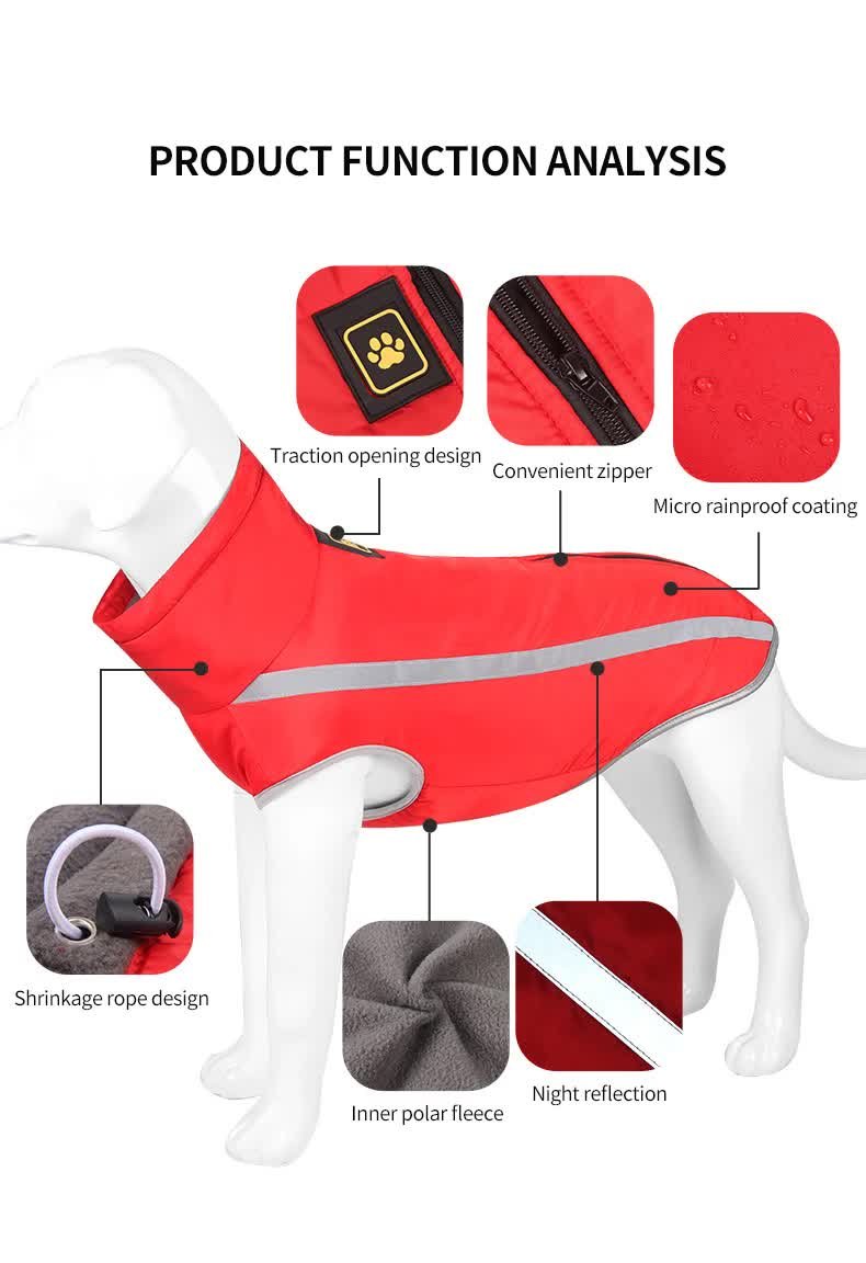 Size 5XL Pink Reflective Winter Dog Jacket - Warm & Waterproof Outdoor Coat for Large Breeds - Image 4