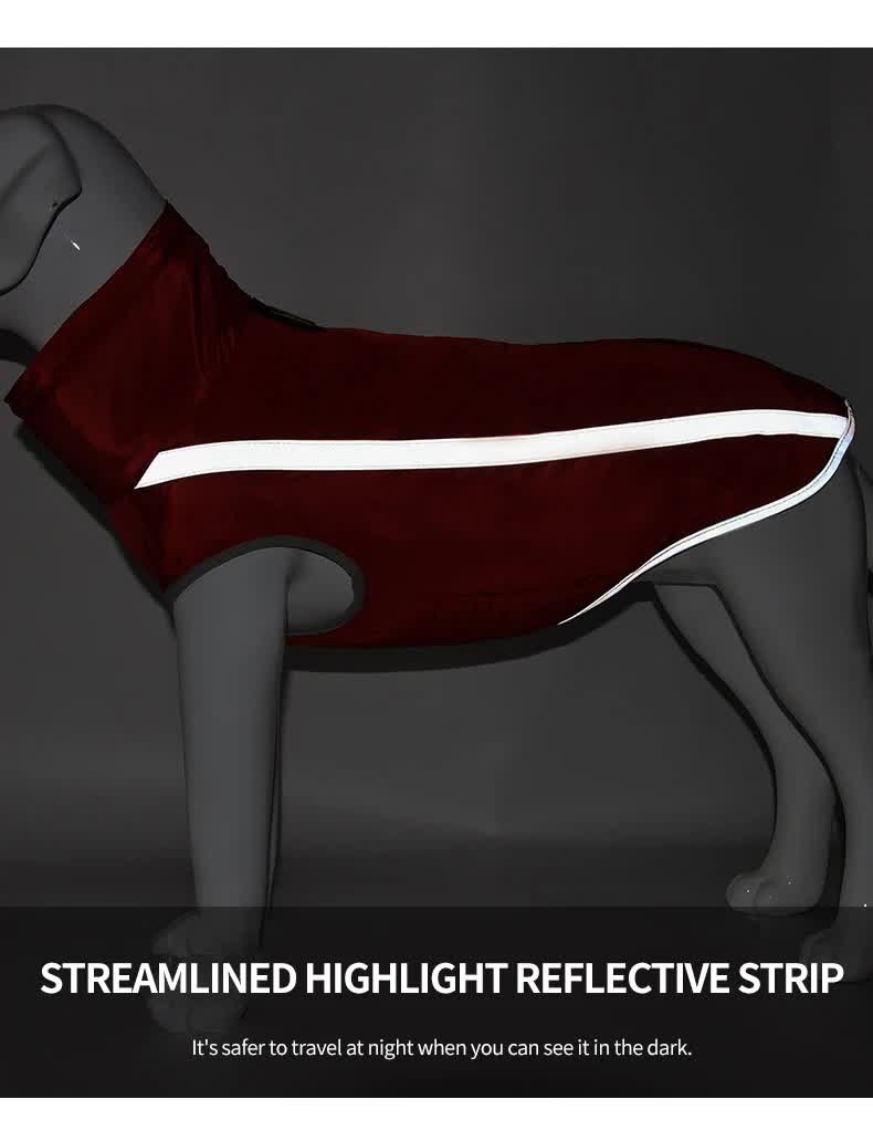 Size 6XL Red Reflective Winter Dog Jacket - Warm & Waterproof Outdoor Coat for Large Breeds - Image 9