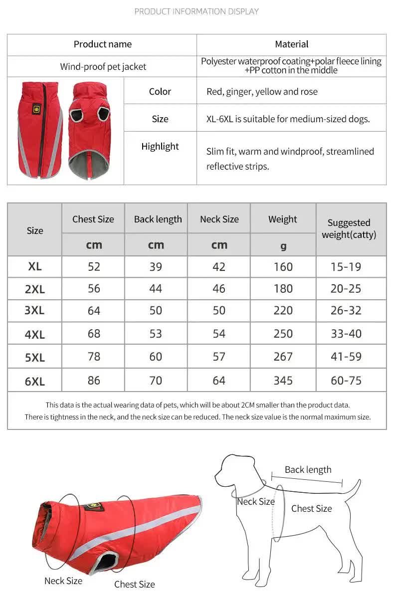 Size 6XL Blue Reflective Winter Dog Jacket - Warm & Waterproof Outdoor Coat for Large Breeds - Image 3