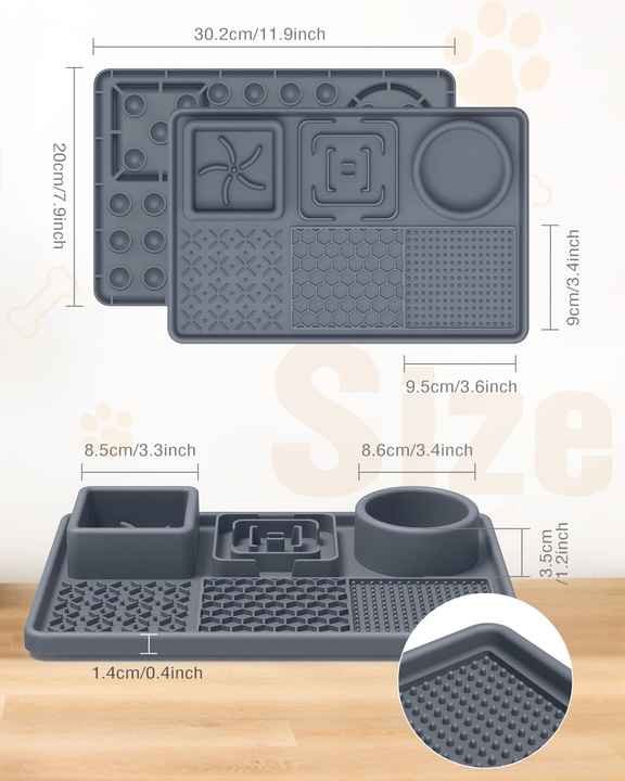 Black Multi-Functional Pet Slow Feeder Lick Mat - Durable Food-Grade Silicone Anti-Bite Bowl for Dogs - Image 3