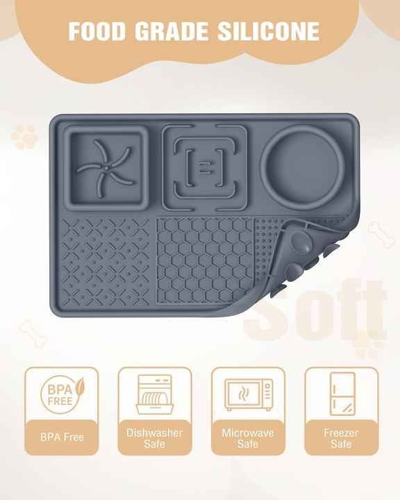 Blue Multi-Functional Pet Slow Feeder Lick Mat - Durable Food-Grade Silicone Anti-Bite Bowl for Dogs - Image 5