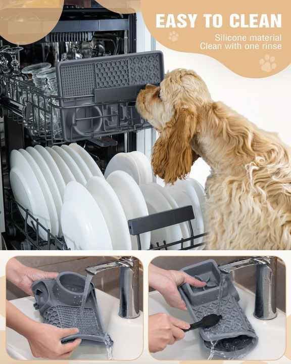 Blue Multi-Functional Pet Slow Feeder Lick Mat - Durable Food-Grade Silicone Anti-Bite Bowl for Dogs - Image 6