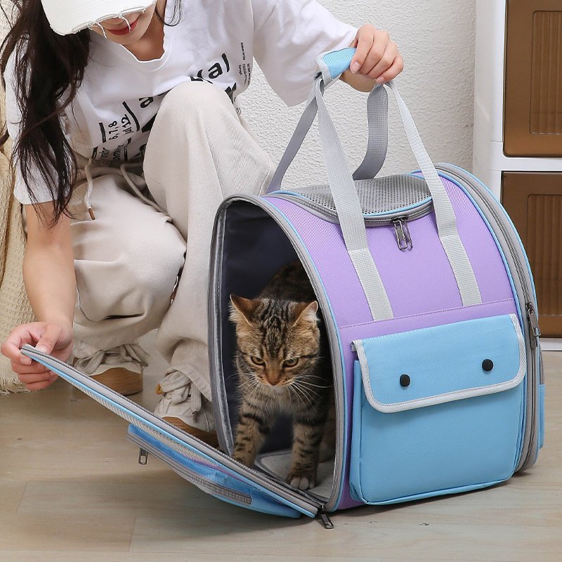 Khaki Portable Pet Carrier Backpack - Spacious, Breathable, and Travel-Friendly for Cats and Small Dogs - Image 5