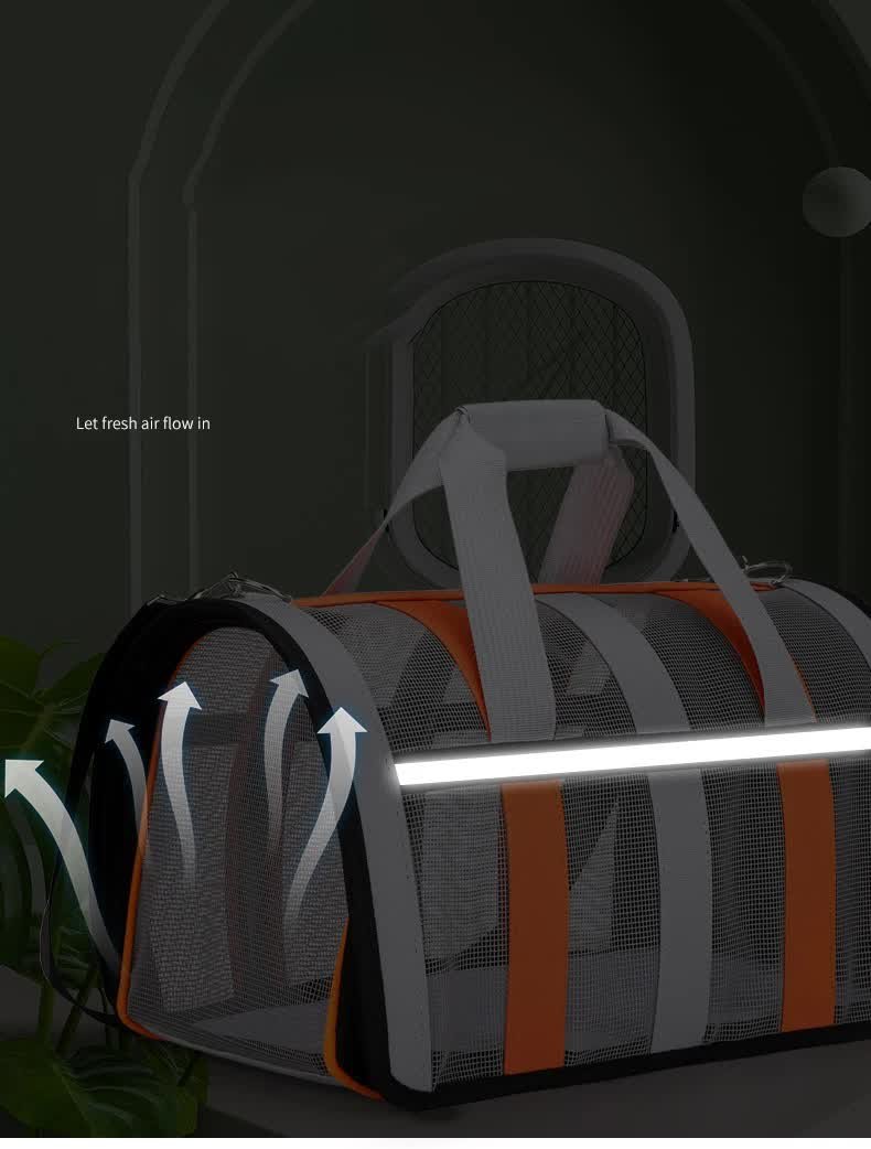 Size L Black and Red Foldable Pet Carrier Bag - Lightweight, Breathable, and Spacious for All Seasons - Image 7