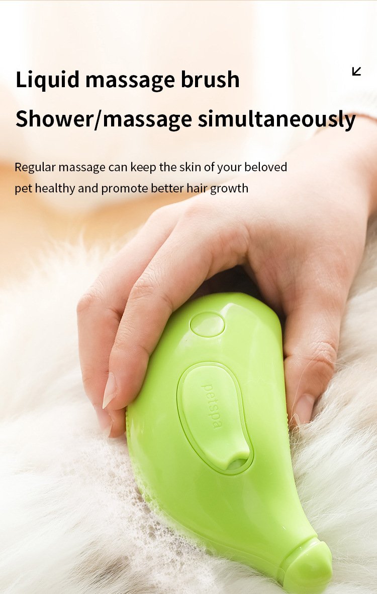 2 PCS Green Banana Electric Pet Brush | One-Click Spray, Massage, & Hair Removal - Image 4