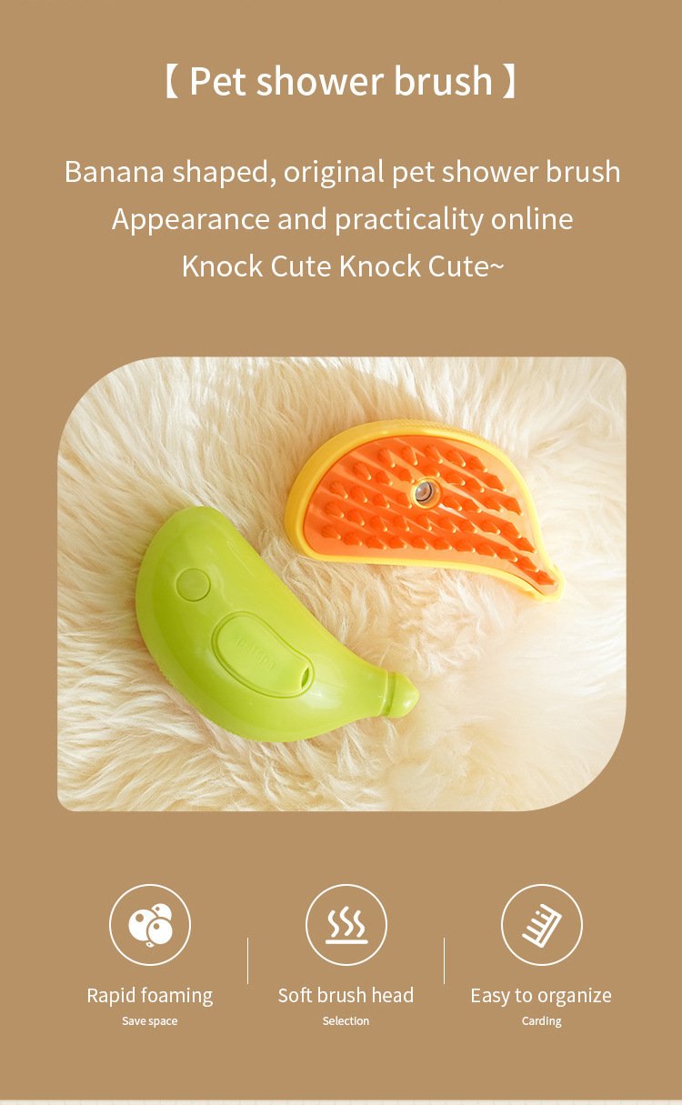 2 PCS Yellow Banana Electric Pet Brush | One-Click Spray, Massage, & Hair Removal - Image 2