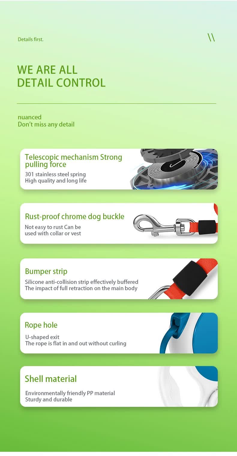 White 5M Retractable Dog Leash - With Small Box, Suitable For Small And Medium Dogs - Image 8