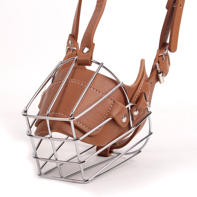 Brown Metal Basket Dog Muzzle - Anti-Bite & Anti-Barking - M - Image 2
