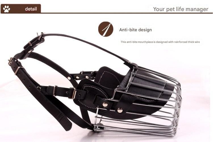 Black Metal Basket Dog Muzzle - Anti-Bite & Anti-Barking - M - Image 3