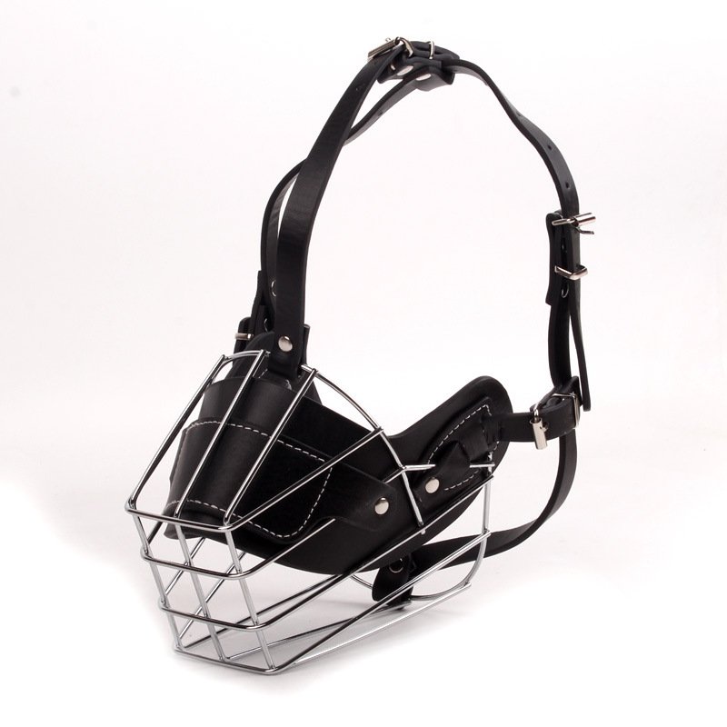 Black Metal Basket Dog Muzzle - Anti-Bite & Anti-Barking - L