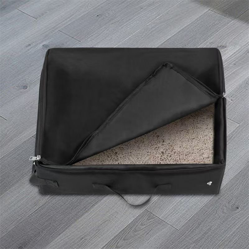 Black Portable Foldable Cat Litter Box - Waterproof Travel Litter Pan for Cats - Image 2