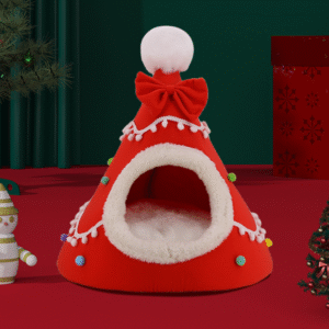 Festive Detachable Pet House - Cozy Red Candye Design (S - 37x46cm)