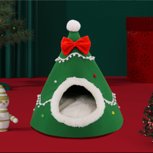 Festive Detachable Pet House - Cozy Green Candye Design (S - 37x46cm)