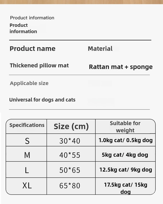 Size S Style 4 Blue And Brown Pet Cooling Mat for Dogs and Cats - Summer Breathable Woven Rattan Bed with Sponge Cushion, Durable and Chew-Resistant - Image 6