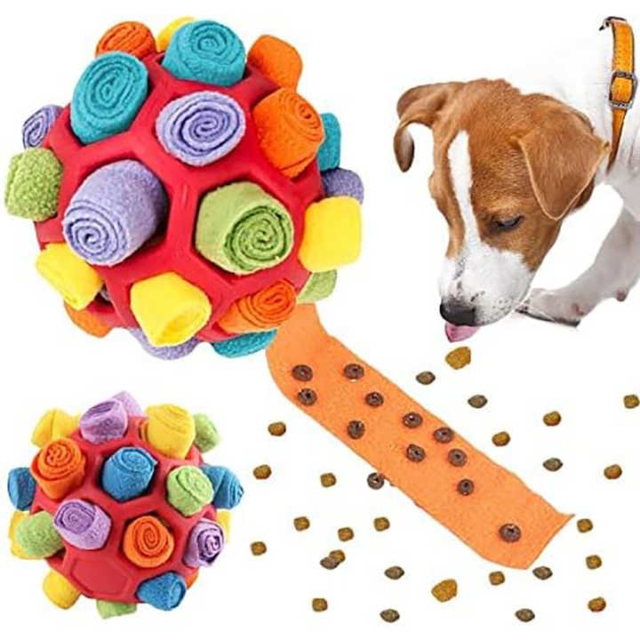 Green Ball And Colorful Strips Of Fabric Interactive Pet Snuffle Ball - Treat-Dispensing Toy for Dogs and Cats, 20 cm TPR and Felt Fabric for Mental Stimulation