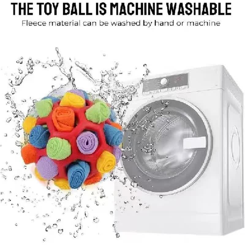 Green Ball And Black,Orange Strips Of Fabric Interactive Pet Snuffle Ball - Treat-Dispensing Toy for Dogs and Cats, 20 cm TPR and Felt Fabric for Mental Stimulation - Image 4