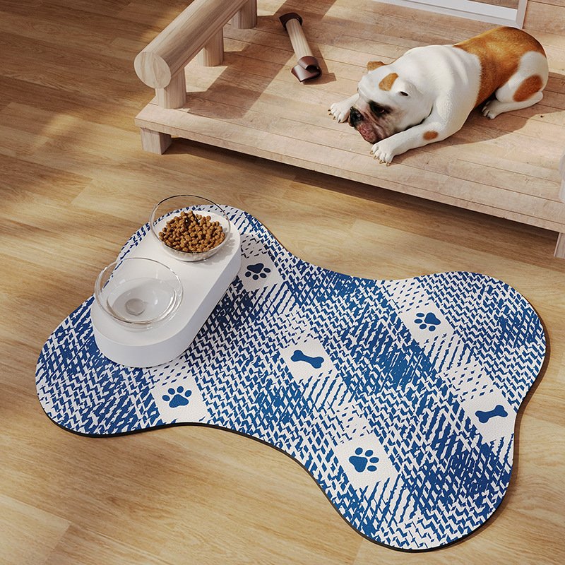 Blue And White Pet Feeding Mat 45x60cm - Anti-Slip, Durable Diatom Mud Mat for Dogs and Cats, Easy to Clean
